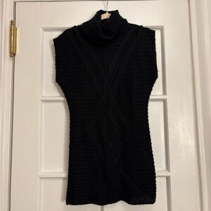 Black Wool Blend Turtleneck Sweater Tunic/Dress